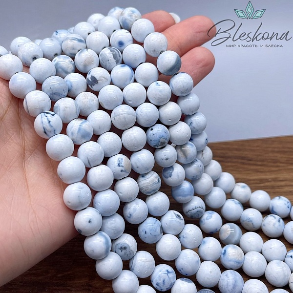 Агат голубой с узором №8 10 мм
