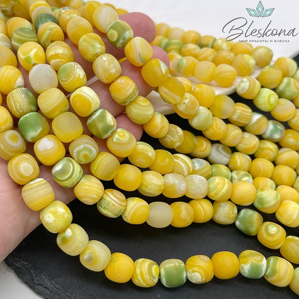 Агат с узором №42 бочата в термической обработке 8,5*9 мм