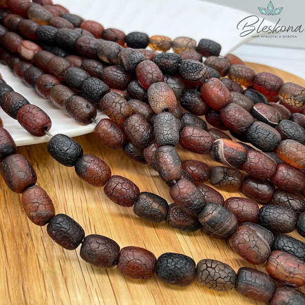 Сердолик черный бочата в термической обработке 13,5*10 мм