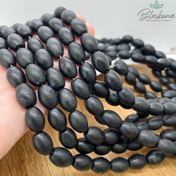 Агат черный рис в термической обработке 14*10 мм
