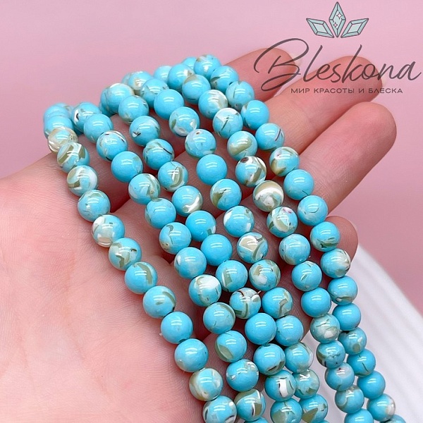 Перламутр с примесью акрила голубой 6,5 мм