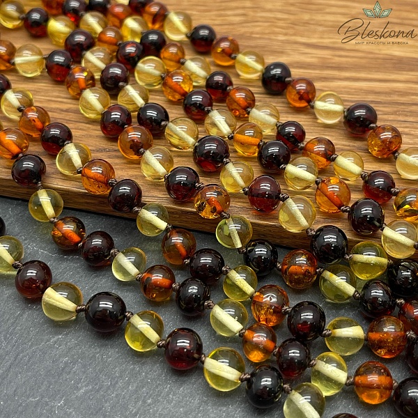 Янтарь желтый галтовка 7,5-9 мм микс №2