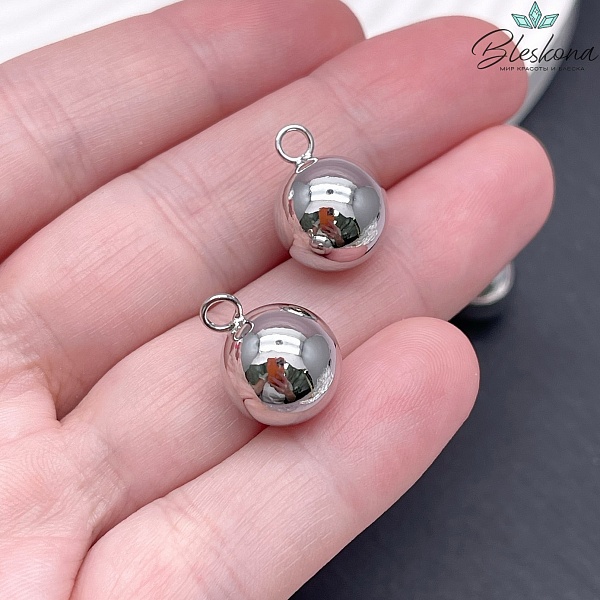 12 мм Цвет серебро, Подвеска шар 