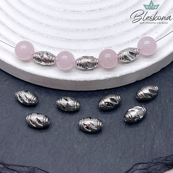 10*6 мм Цвет серебро, Бусина овал