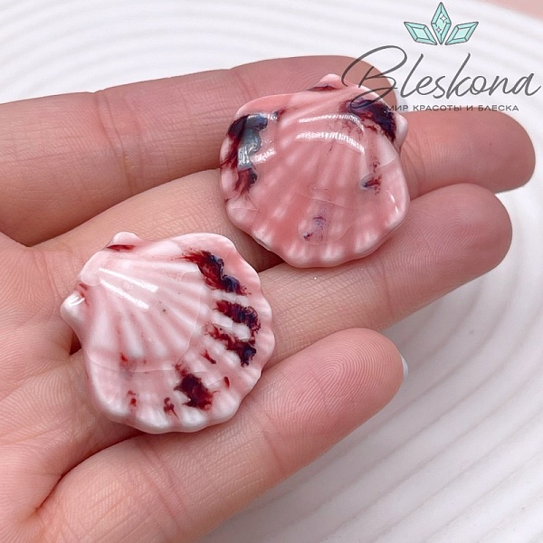 27*25 мм Керамика Бусина ракушка розовая
