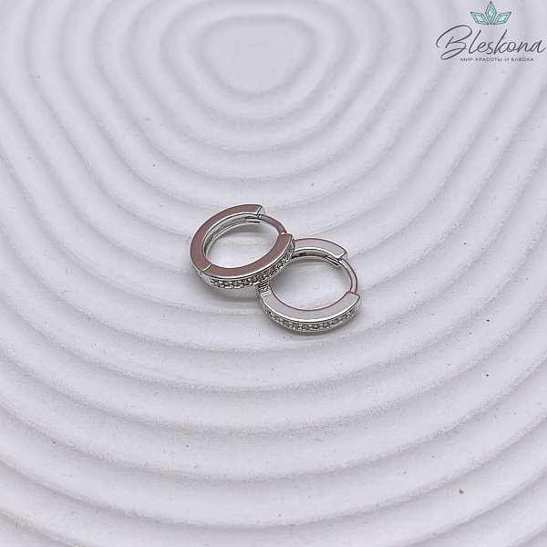 13 мм, цвет Серебро, Швензы бублик стразы Люкс