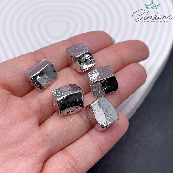 13*10 мм Цвет серебро, Бусина крупная фактурная фриформ  