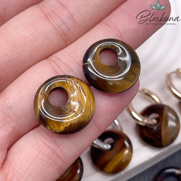 Бублик смещенный центр Тигровый глаз 18мм