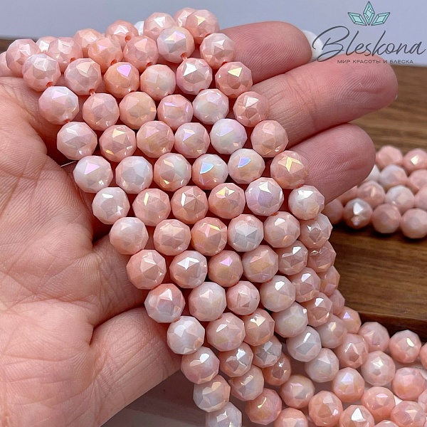 Стекло Lux персиковое огранка острая 8 мм