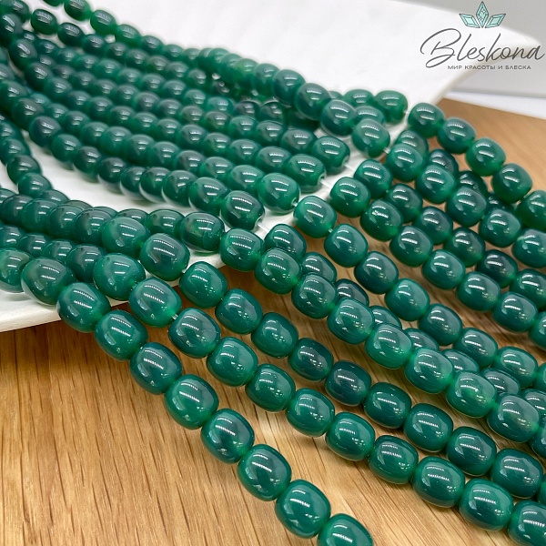 Агат зеленый (тонированный) №1 бочата 9*8,5 мм