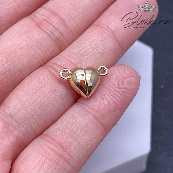 9,6*14,6 мм Цвет золото, Замок Магнитный сердце 
