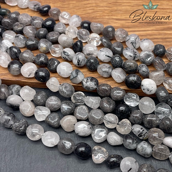 Кварц Рутиловый Турмалиновый галтовка (10-12)*(9-10) мм