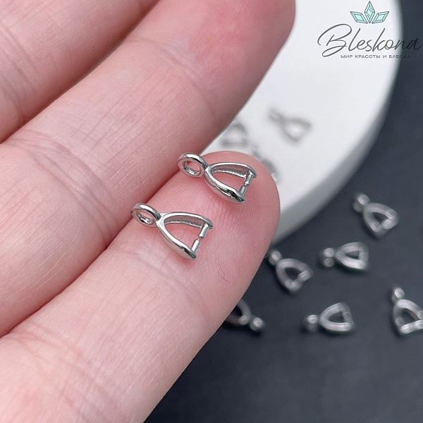 8*2 мм Цвет серебро, Бейл Зажимной гладкий мини Люкс