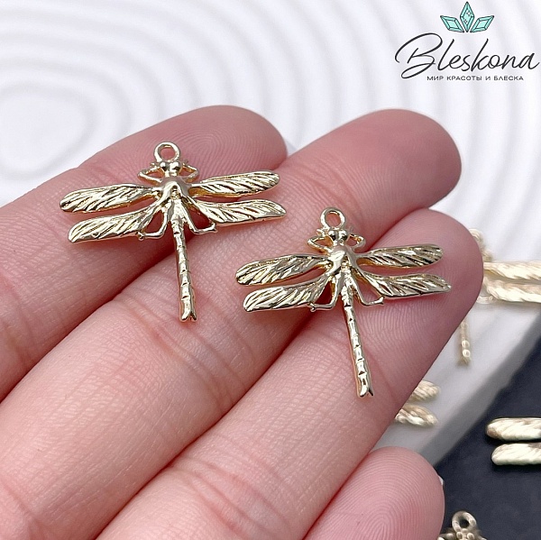 22*25мм, Цвет золото, Подвеска Стрекоза 