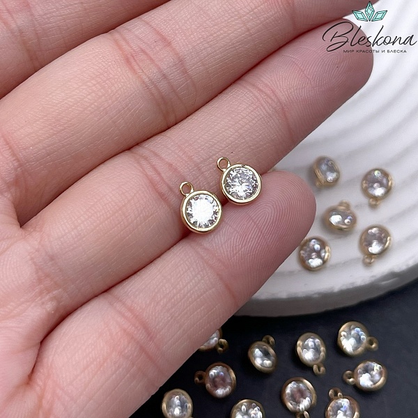 6,5 мм Цвет золото, Подвеска Круг циркон