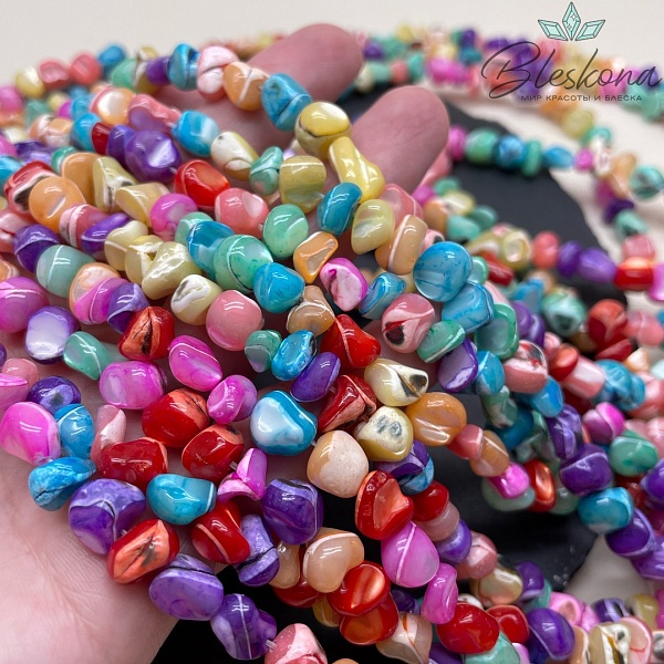 Перламутр микс галтовка 6-8 мм