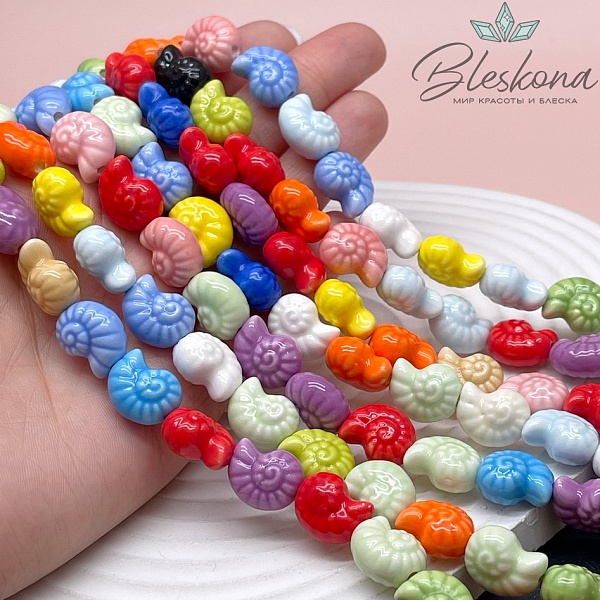 15*11,5 мм Бусина Аммонит, керамика цвет микс