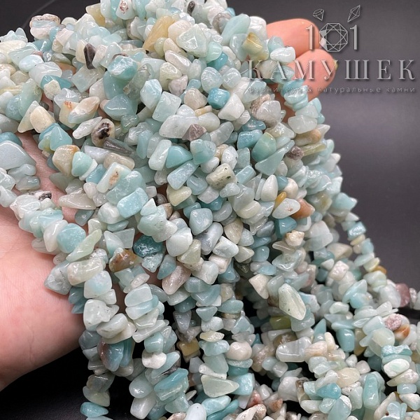 Крошка Амазонит ширина бусин ~ 7-9 мм