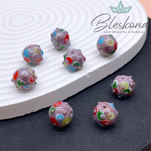 11 мм Бусина шар лиловый пупырчатый