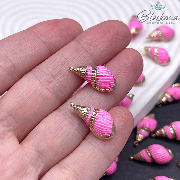 (17,5-22)*(8-11) мм Цвет золото, Подвеска Ракушка фуксия
