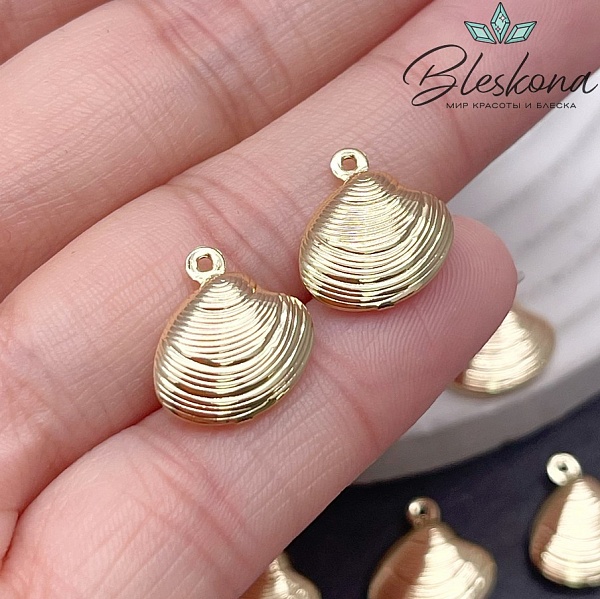 13*13,3 мм Цвет золото, Подвеска Ракушка закрытая