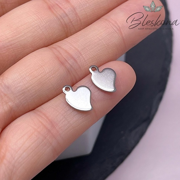10,8*8 мм Цвет серебро, Подвеска Сердце плоское неровное