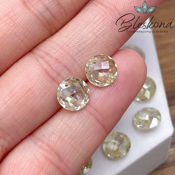 8 мм, Подвеска Циркон круг желтый №1 (кубический цирконий, фианит) 