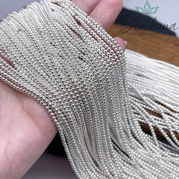 2 мм Гематин имитация, цвет светлое серебро 