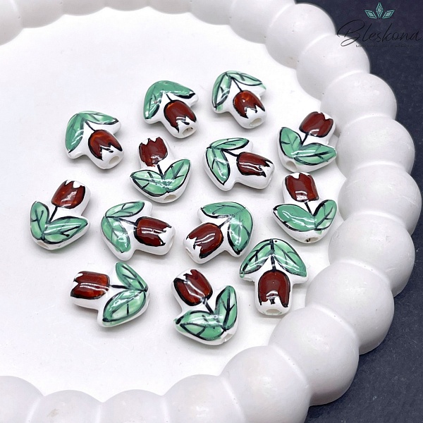 16*14,5 мм Бусина Тюльпан коричневый 