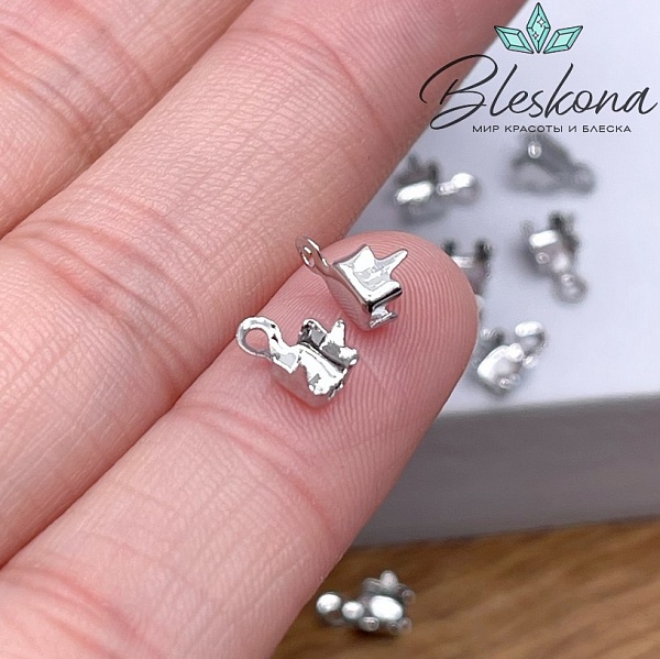 Концевик с цапами, цвет серебро 7*3,5мм