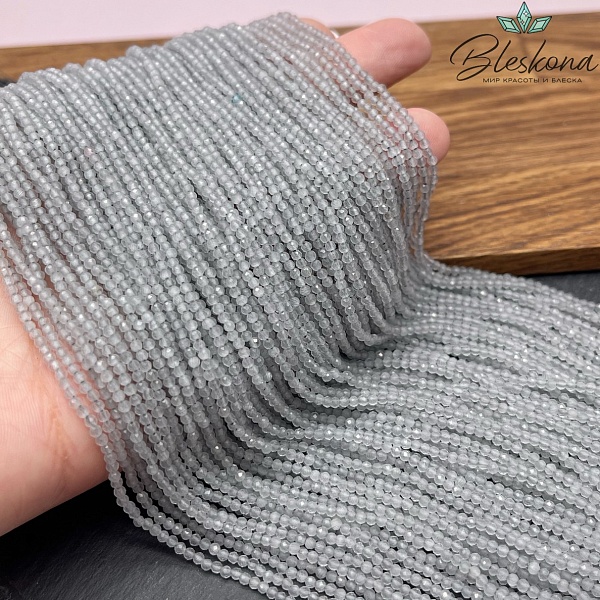 Кошачий глаз серый микроогранка (имитация) 2 мм