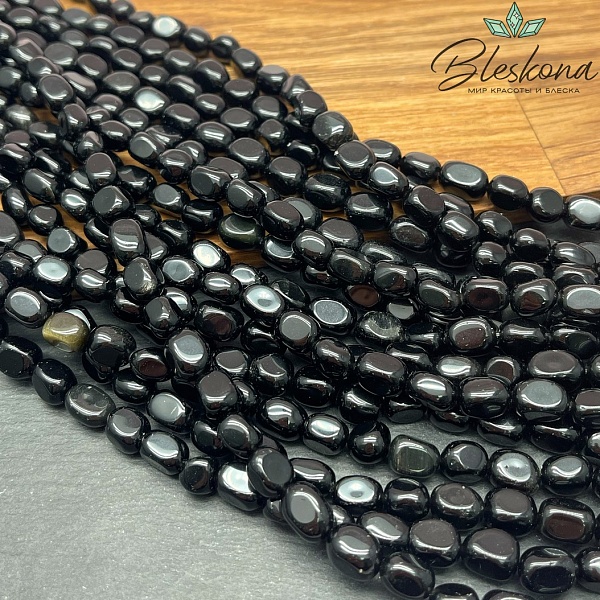 Агат черный галтовка (8-11)*(6-8) мм