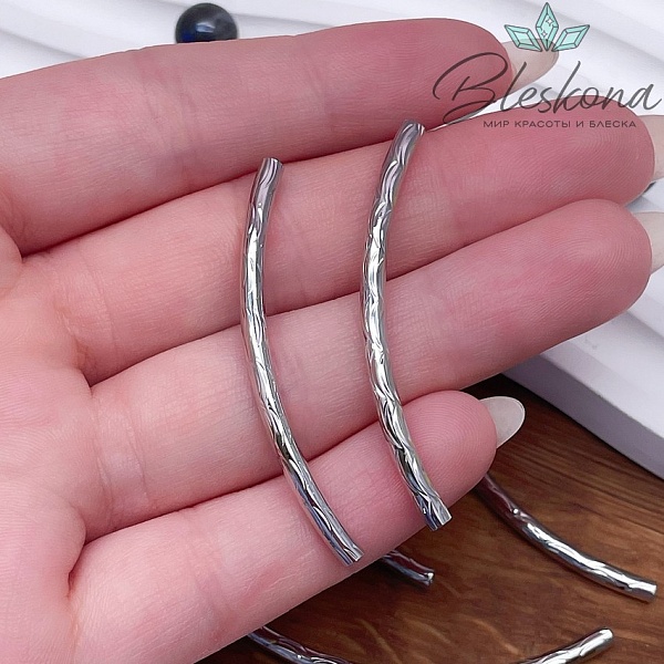 45*2,9 мм Цвет серебро, Бусина трубочка рисунок