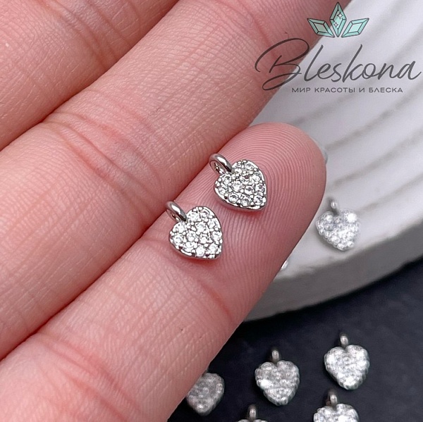 7,4*5 мм Цвет серебро, Подвеска мини сердце