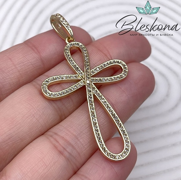47*30,5 мм Цвет золото, Подвеска Крест бесконечность с цирконами