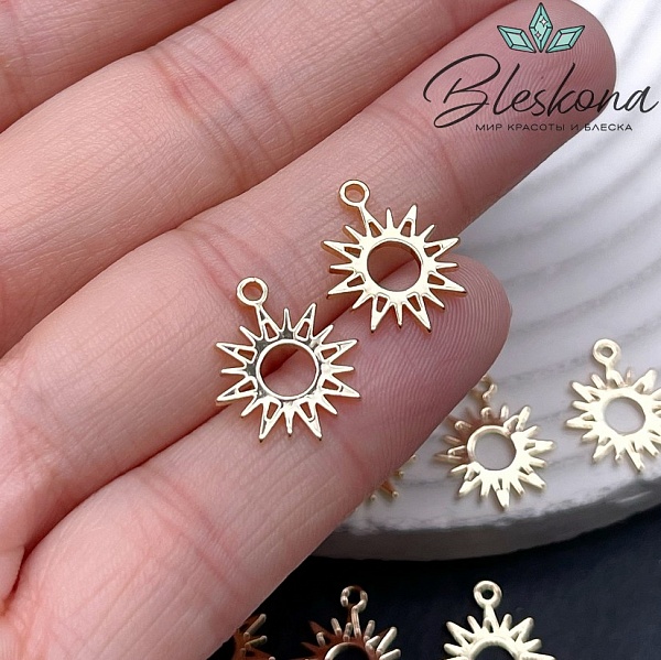 15*13 мм Цвет золото, Подвеска Солнце гладкое контур
