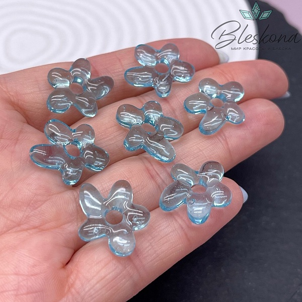 20*16 мм Подвеска цветок прозрачно- голубой