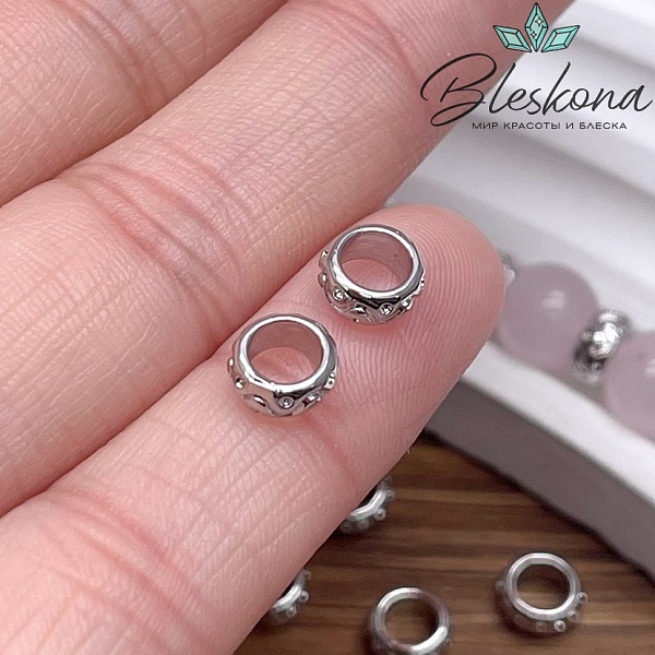 6,8*3,3 мм Цвет серебро, Бусина-разделитель волна