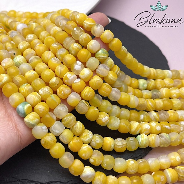 Агат с узором №42 (полуматовый) бочата 8*9 мм