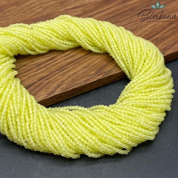 Кошачий глаз салатовый микроогранка (имитация) 2 мм