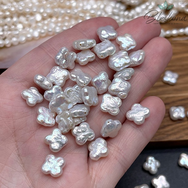 Жемчуг Клевер белый штучно ~ 9,5-10,5 мм 