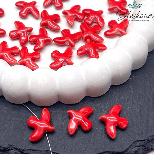 17*13,5 мм Керамика бусина Голубь красный (Птица)