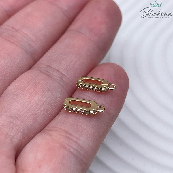 4*11 мм Цвет золото, Бейл прямоугольник цирконы разъемное кольцо