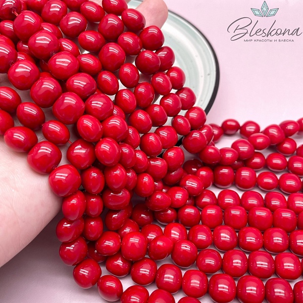 Жемчуг Майорка прямоугольник мини, цвет красный 11*10 мм 