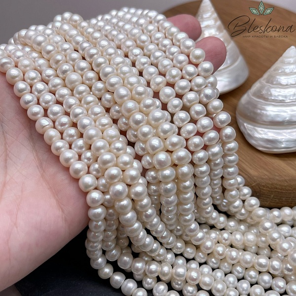 Жемчуг шар белый №2 6,5 мм 