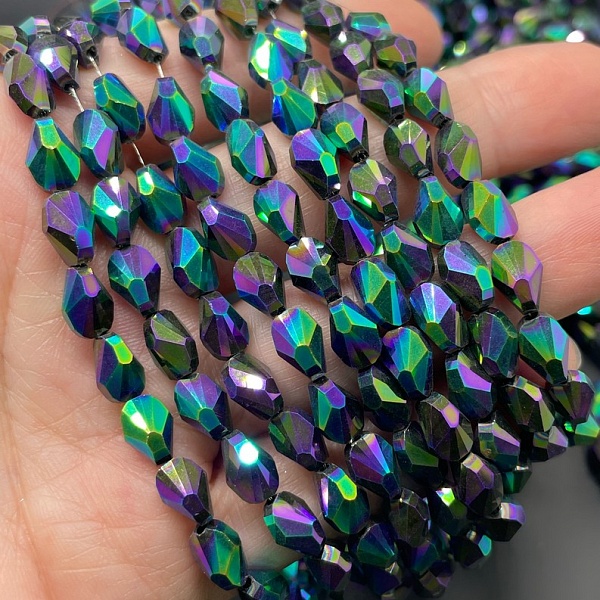 6*8 мм Стекло Lux,  ракушка, цвет хамелеон