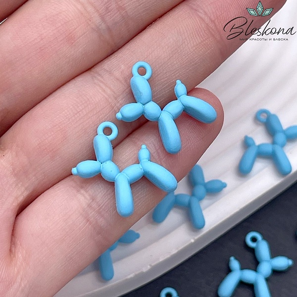 14*18 мм, Подвеска пудель голубая эмаль матовая