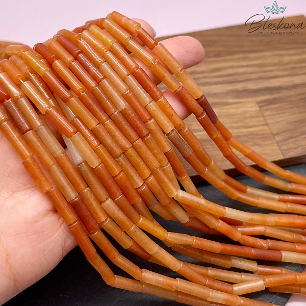 Авантюрин коричневый трубочки 12*4 мм 