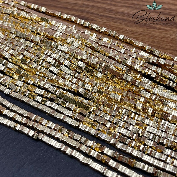 3 мм Гематин имитация, цвет светлое золото, квадрат