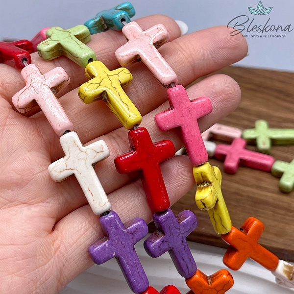 25*18 мм Магнезит (Говлит) имитация крест микс (тонированный)